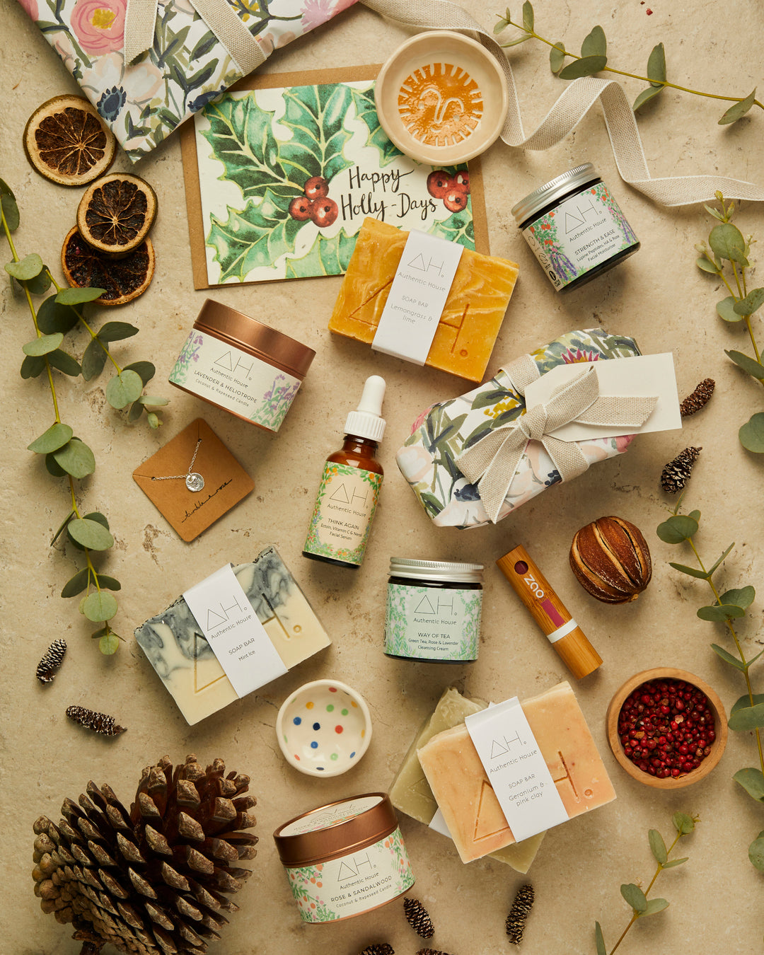 Christmas Gifts Authentic House, skincare, soap, cards and ceramics