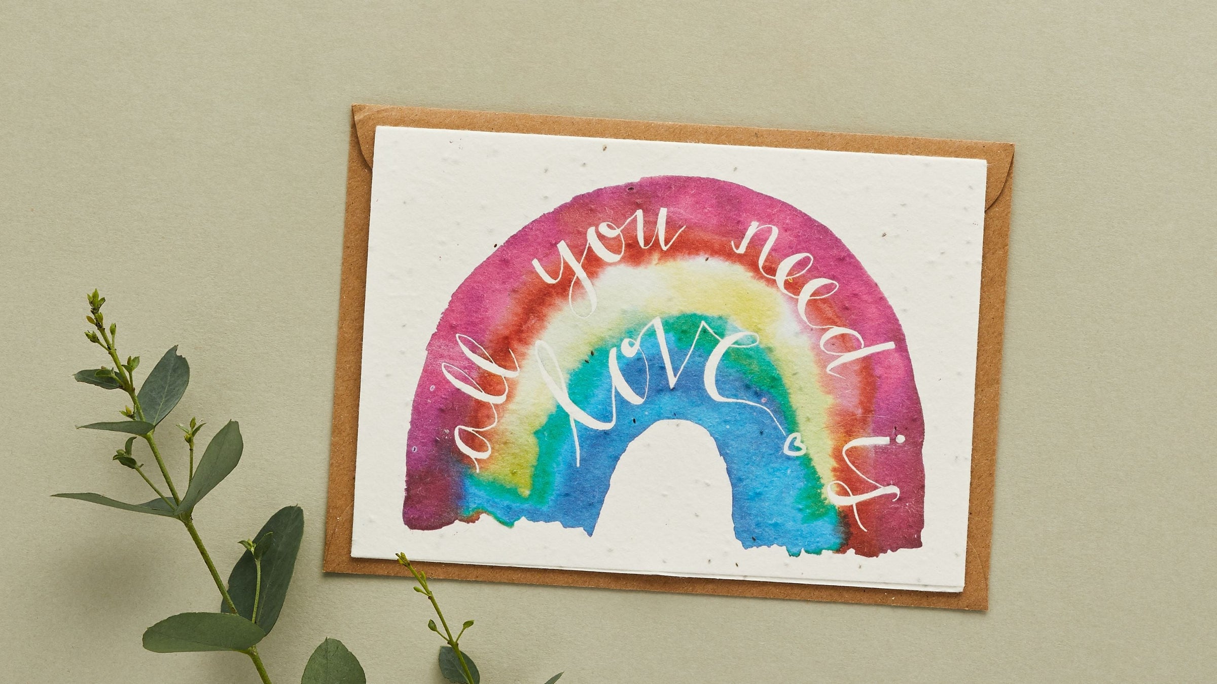 Plantable greeting card All You Need is Love rainbow