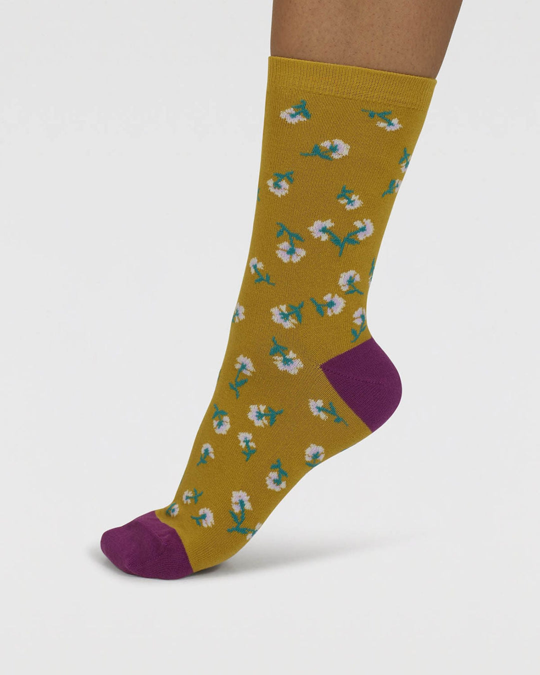 Yellow flower socks women's