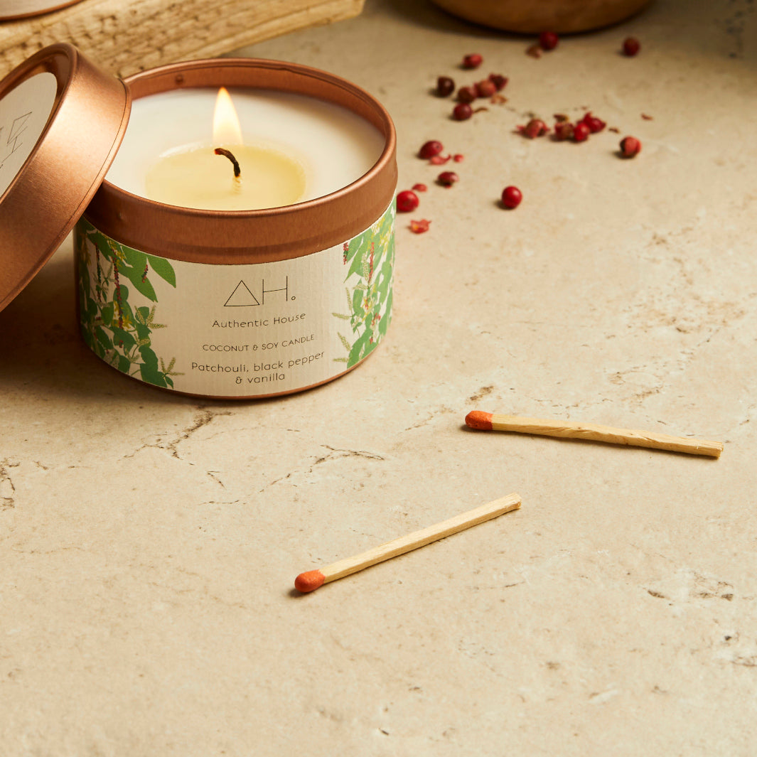 Burning Coconut & Soy Candle with Matches