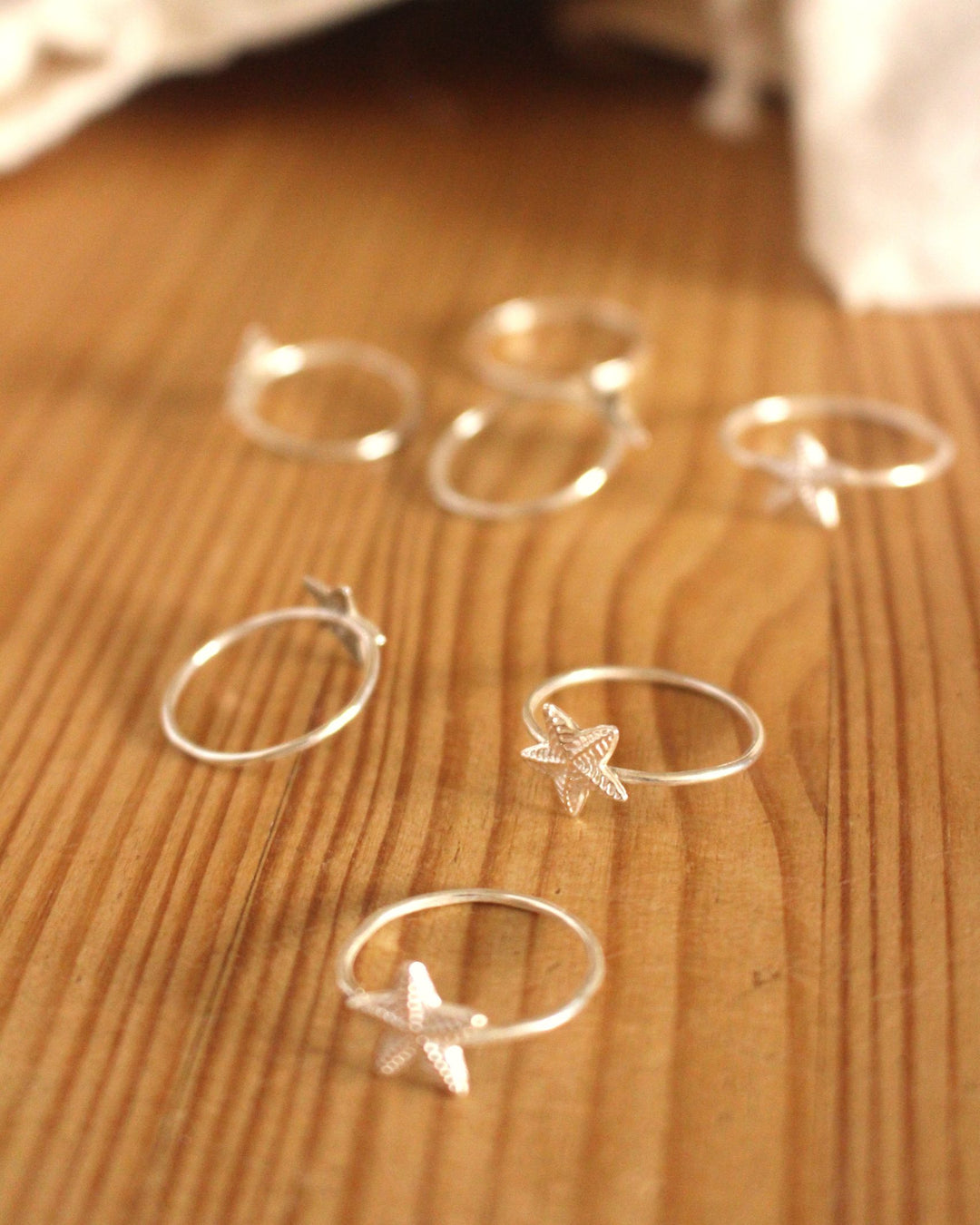Starfish sterling silver rings