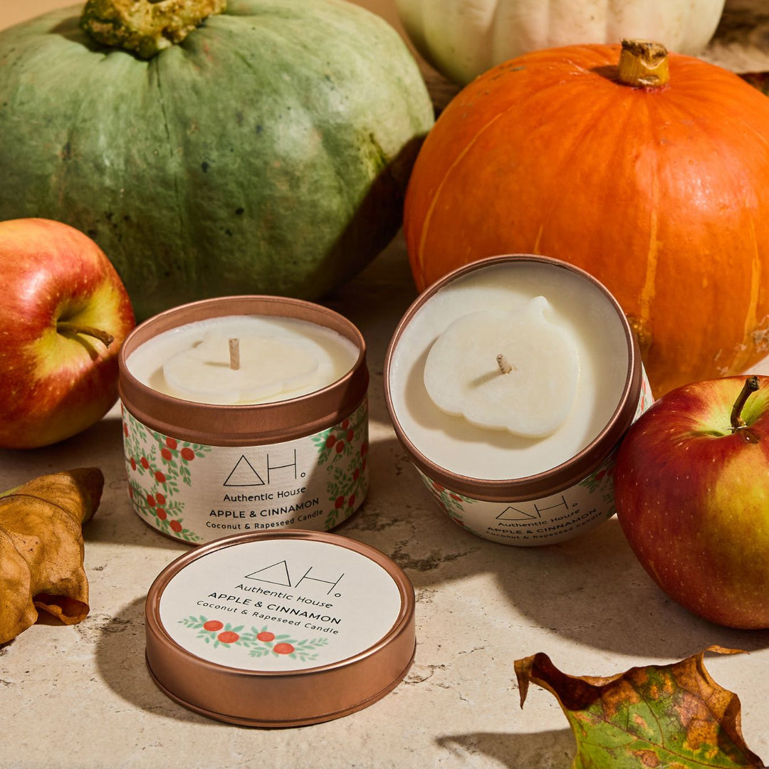 Apple and cinnamon candle with pumpkins Authentic House