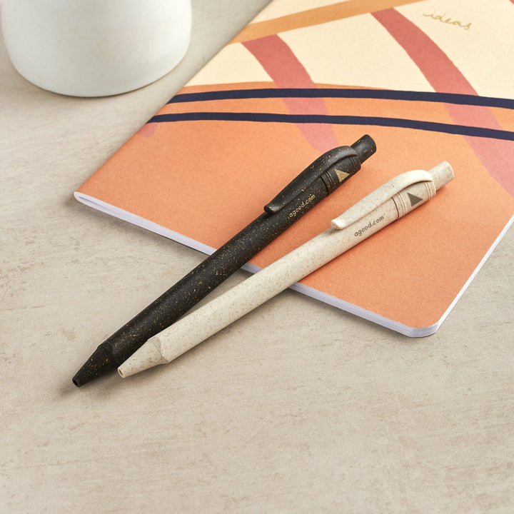 Refillable ballpoint pen dark brown wheaten beige